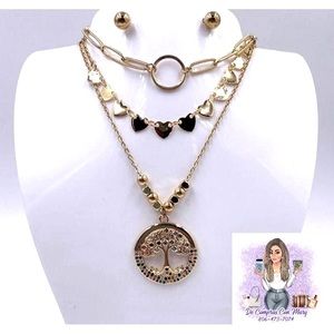 14K Gold Plated Stainless steel Tree of Life Necklace set!